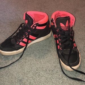 Pink/black Adidas shoes